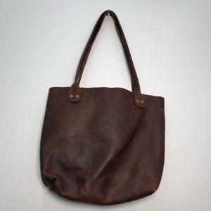 H&D Brown Leather Open Carrier Shoulder Bag